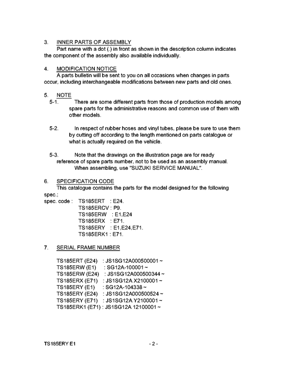 TS185 Catalog preface