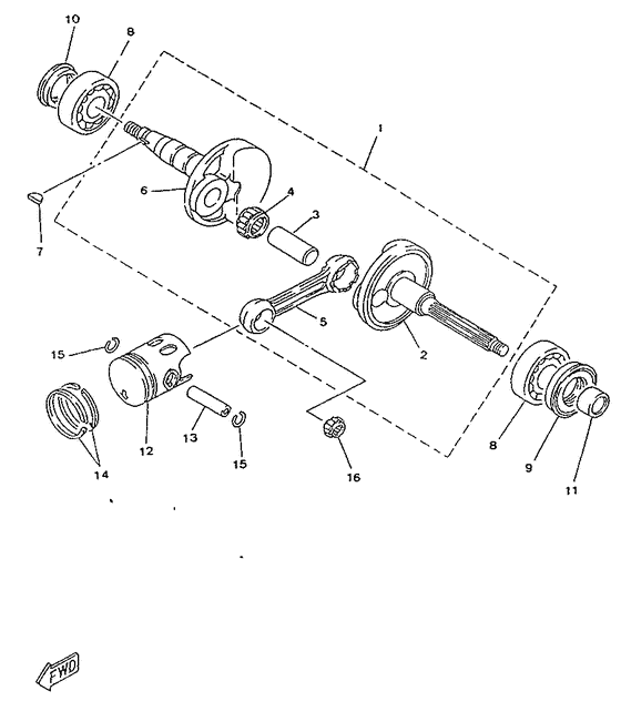 YA50R Коленчатый вал и поршни
