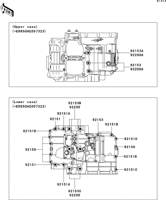 EX650 Болты крепления картера