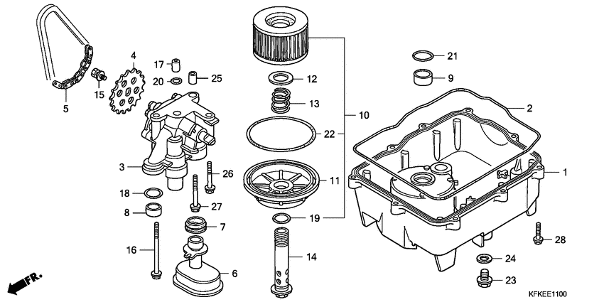 Oil filter/oil pan/oil pu mp