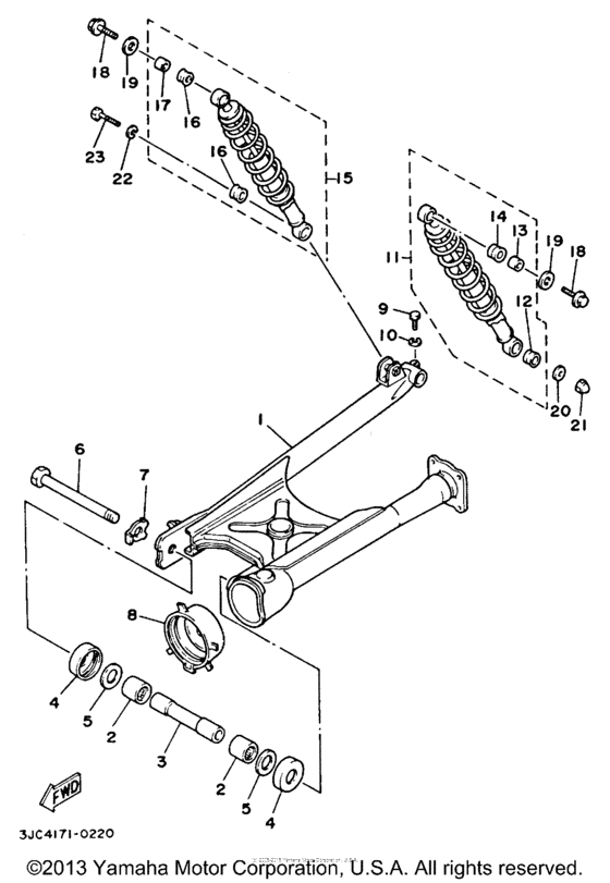 XV535E Подвеска задние амортизаторы