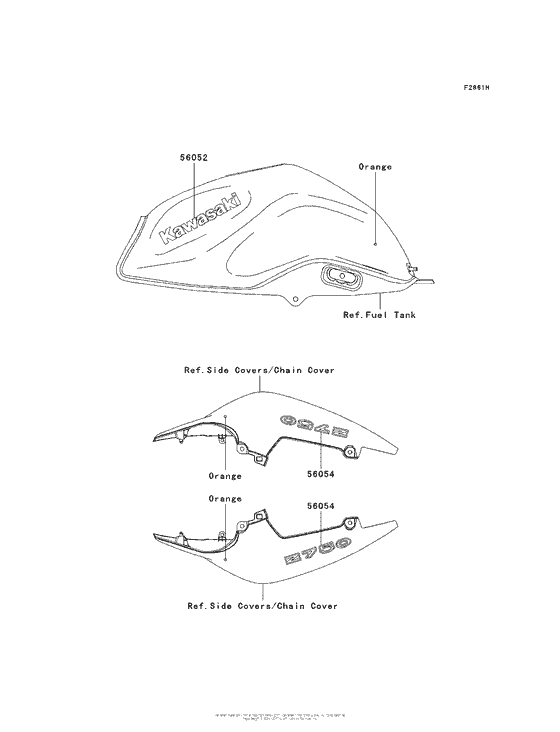 ZR750LAS Decals (Orange)(Laf / las)
