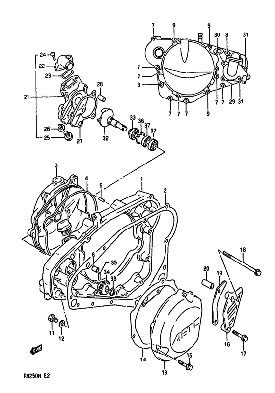 Crankcase cover-water pump