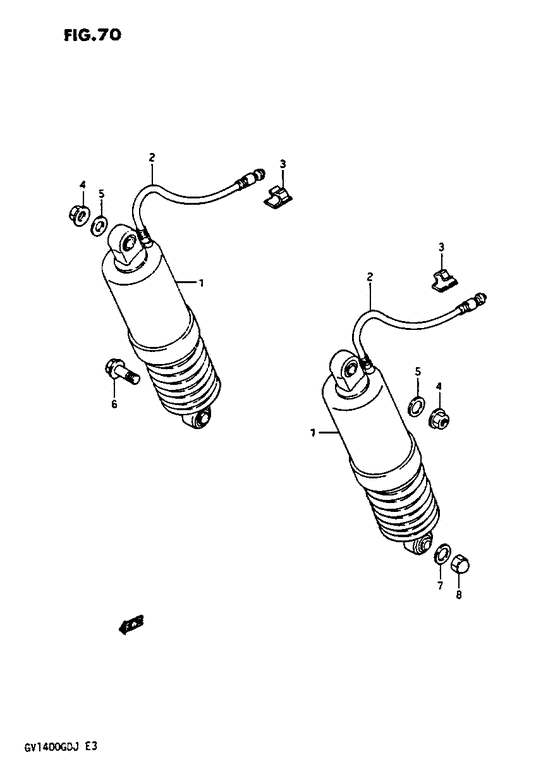 Rear shock absorber gv1400gtg