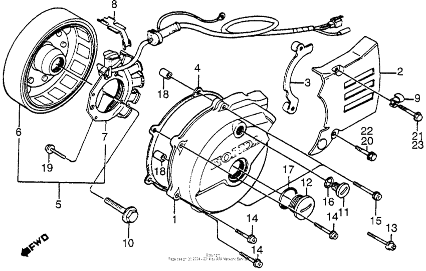 Left crankcase cover + alternator