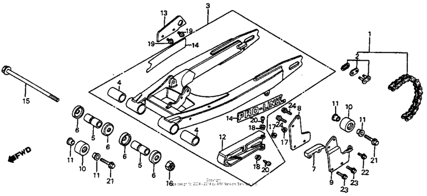 Swingarm + drive chain 82