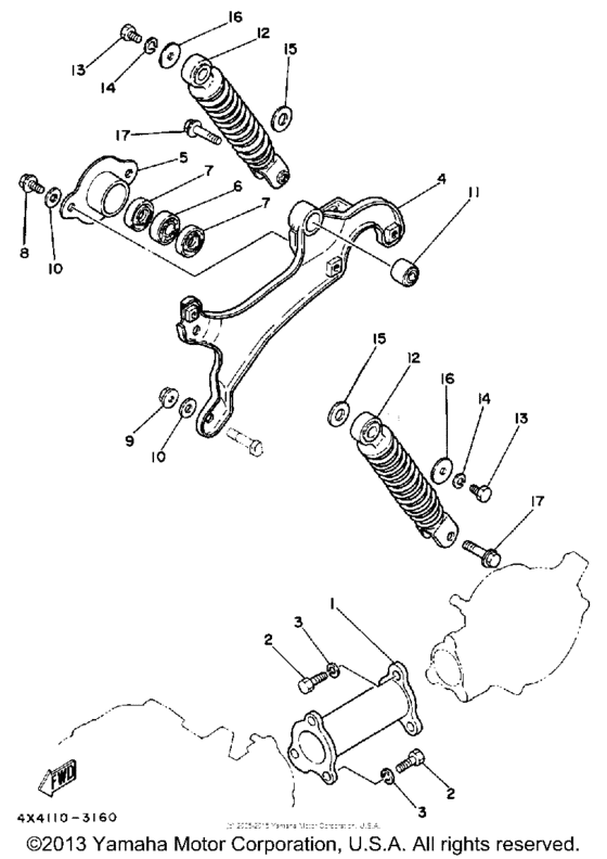 PW50N Swing arm-rear shocks