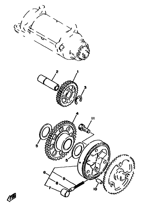 Starting motor unit