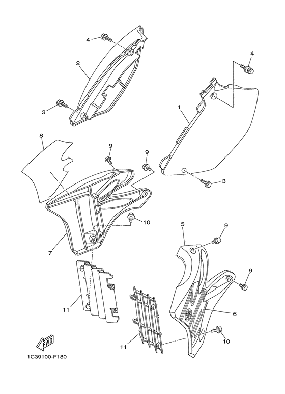 YZ125 Боковые обтекатели