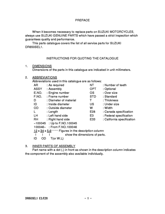 DR650 Catalog preface