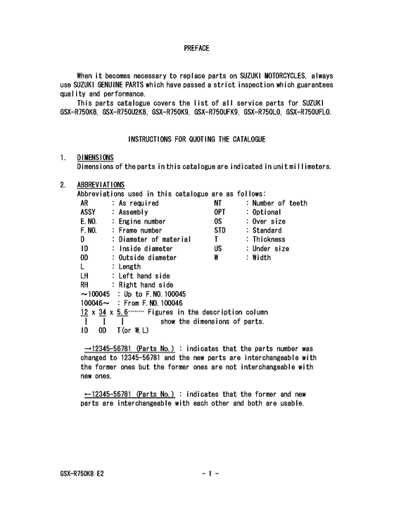 GSX-R750 Catalog preface