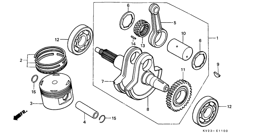 Piston/crankshaft