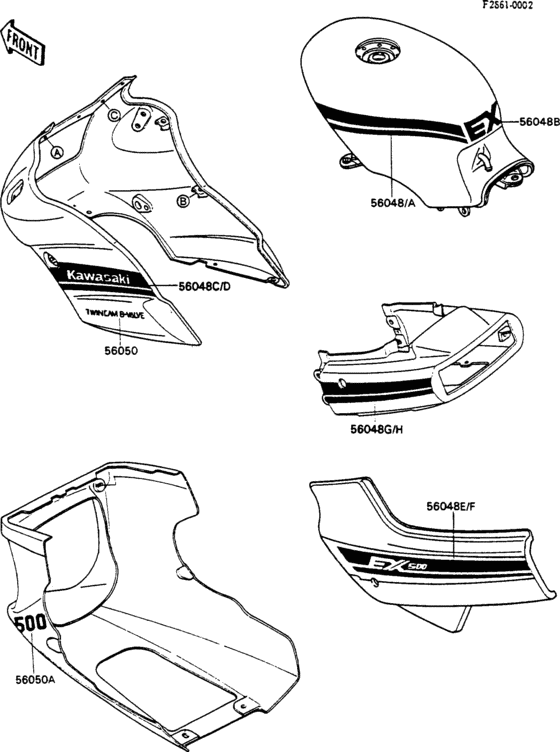 EX500 Decals(ex500-a2)(green)