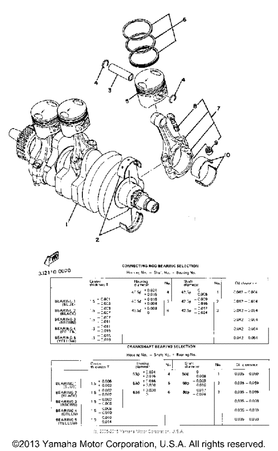 XS850LH Коленчатый вал и Поршень