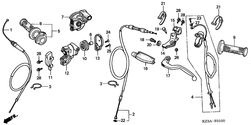 Handle lever/switch/cable