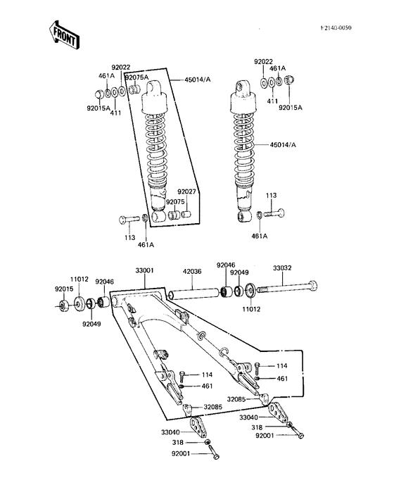 Swing arm/shock absorbers
