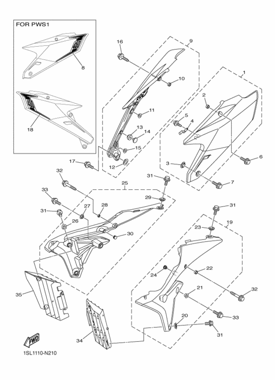 YZ450F Боковая крышка