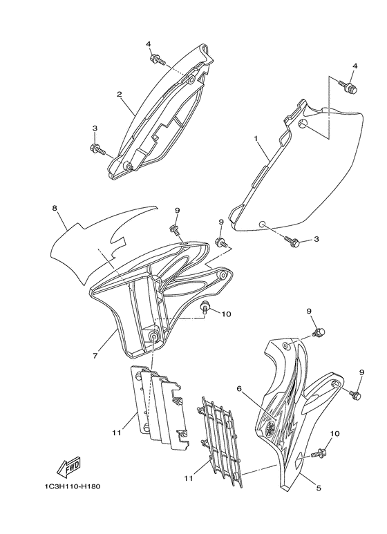 YZ125Y Боковые обтекатели