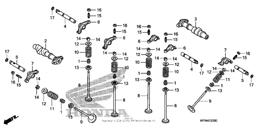 VT1300CS (ABS) Распределительный вал и клапана