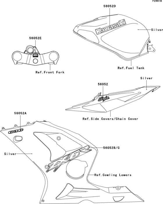 ZX636 Наклейки (silver)(zx636-b1)
