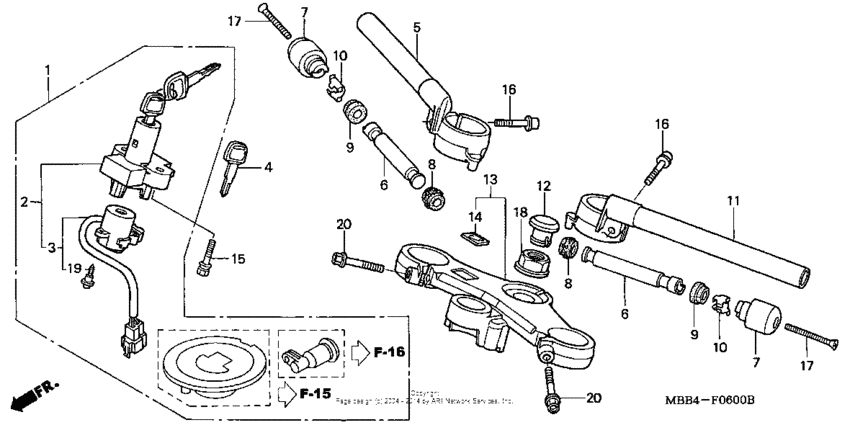 Handlebar + top bridge 98-00