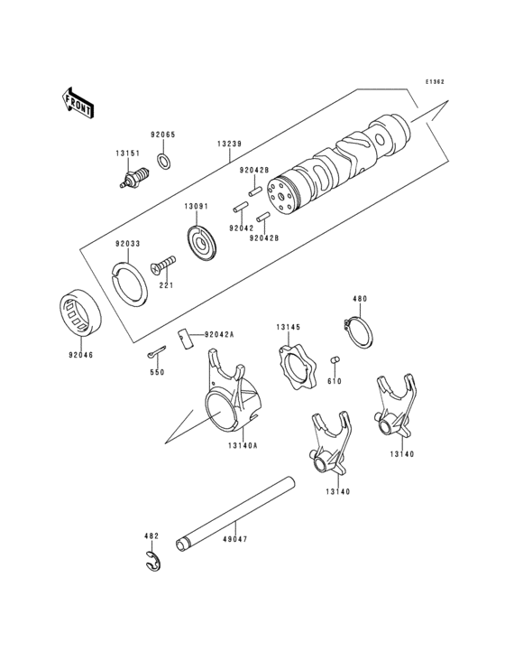 ZR750 Валы и вилки переключения передач