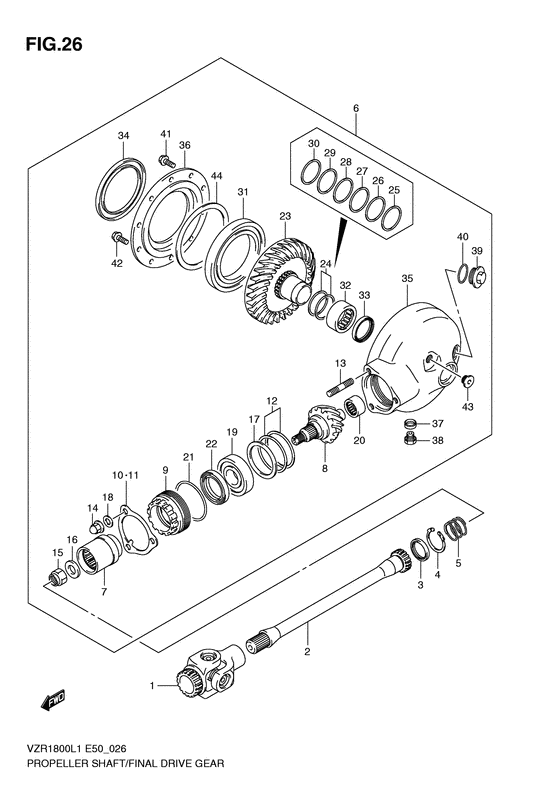 VZR1800 Propeller shaft / final drive gear