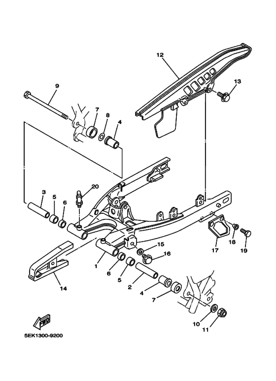 TW125 Задний рычаг и подвеска