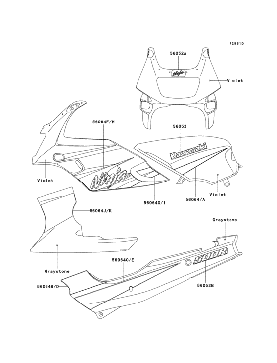 EX500 Decals(violet)(ex500-d8)