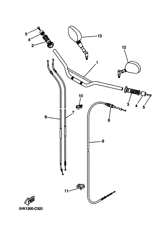 Steering handle & cable