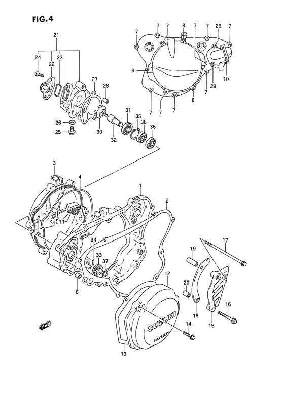 Crankcase cover- water pump