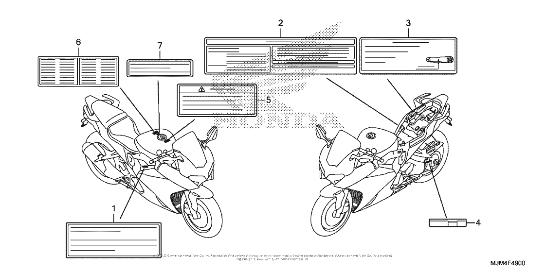 VFR800FD Лейбл предостережения