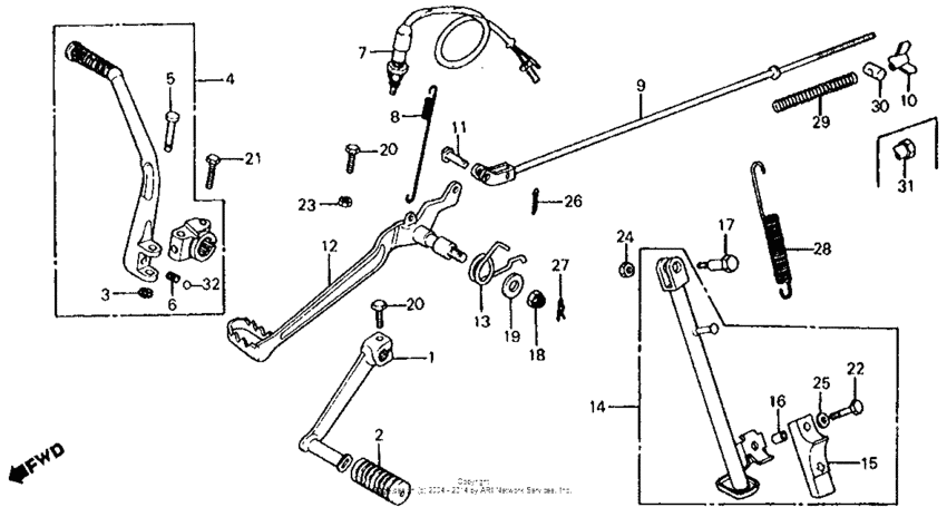 Shift pedal + kick starter arm