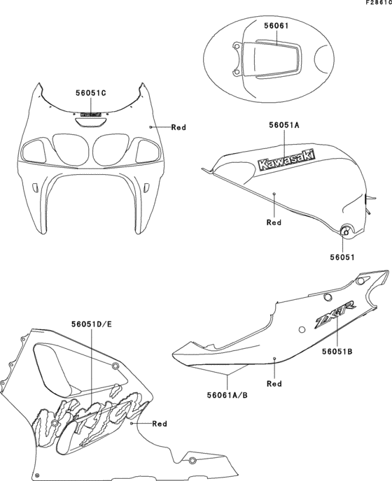 ZX750 Decals(red)(zx750-p3)