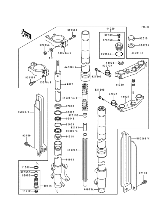 Front fork(1/2)@(kdx250-d2/d3/d4)