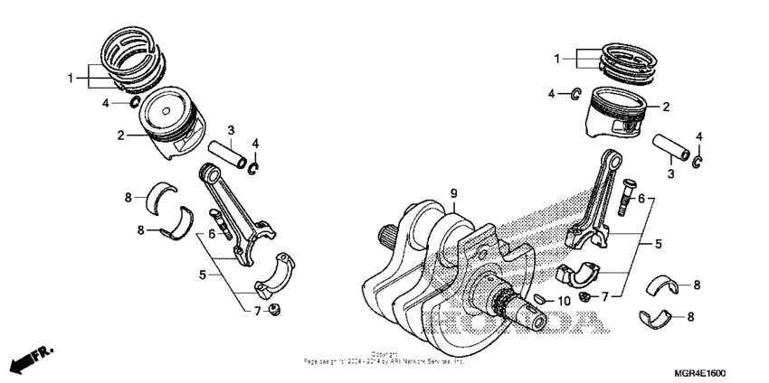 VT750RS Коленчатый вал и поршни