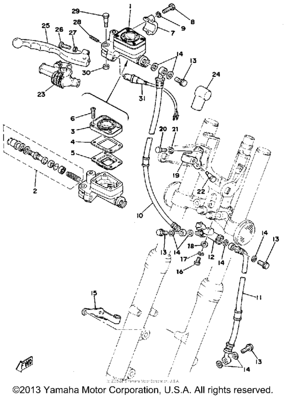 Front master cylinder - brake hose