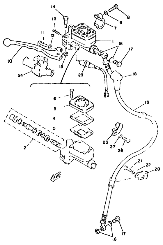 Master cylinder. brake hose