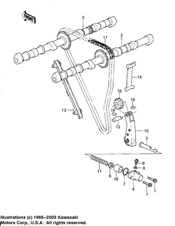 Camshafts/chain/tensioner