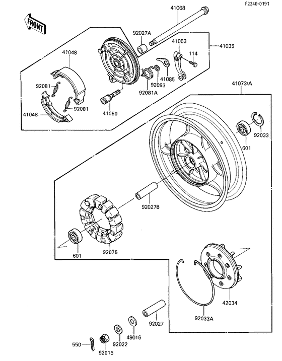 Rear wheel/hub/brake