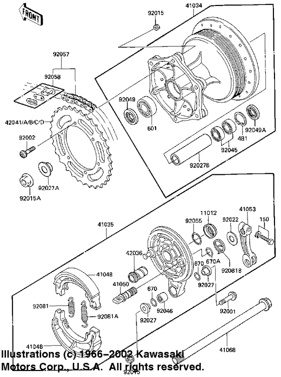 Rear hub/brake/chain