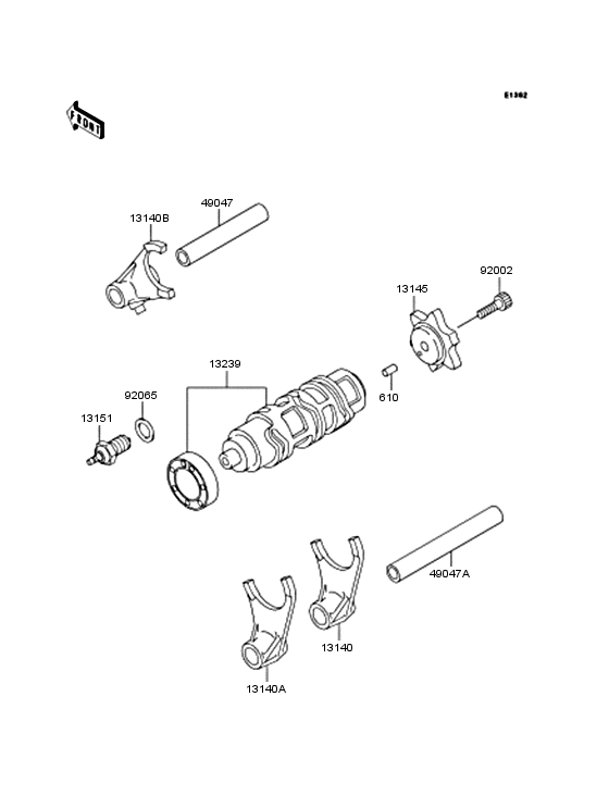 Gear change drum & forks