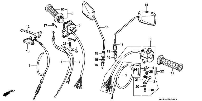 Handle lever/switch/cable