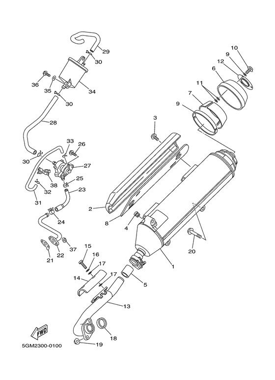 YP250 Выхлопная система