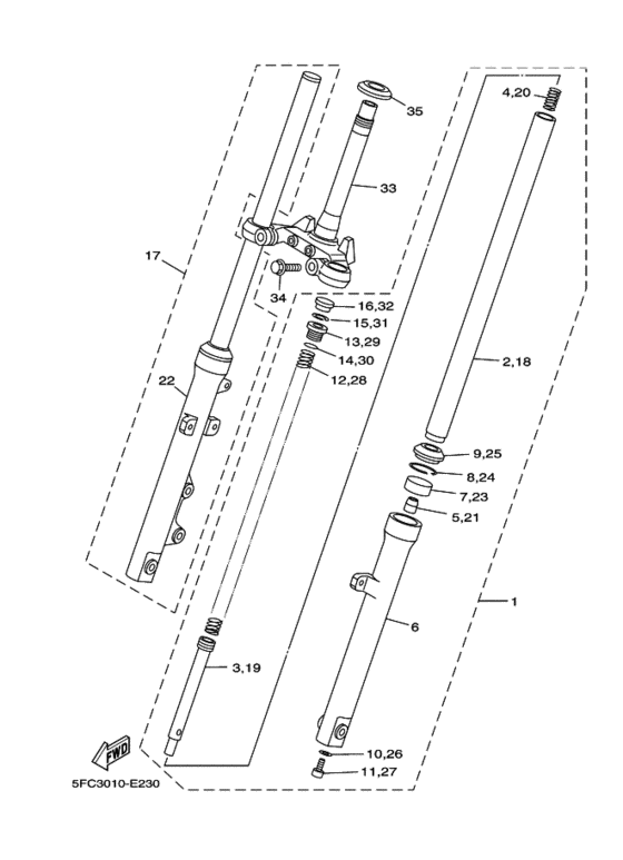 Front fork assy(ur silv