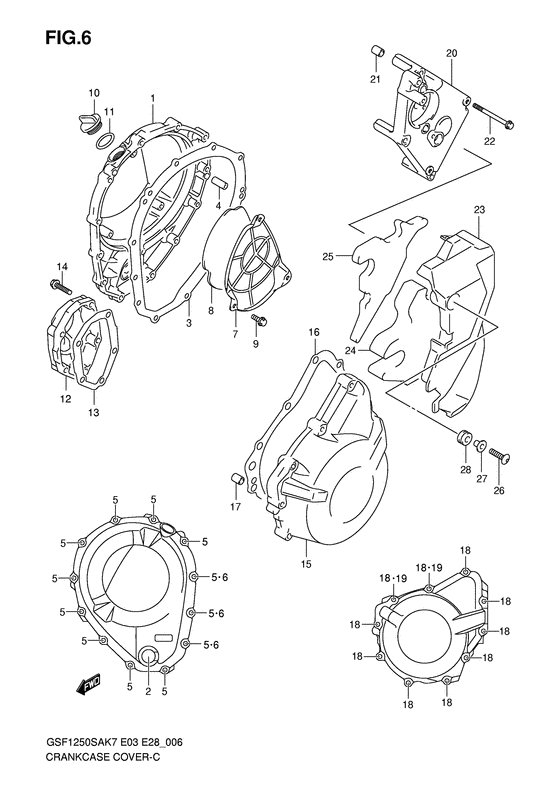 GSF1250S Crankcase cover ass`y  (v