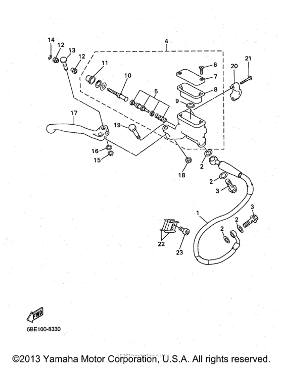 YZ400FK Главный тормозной цилиндр