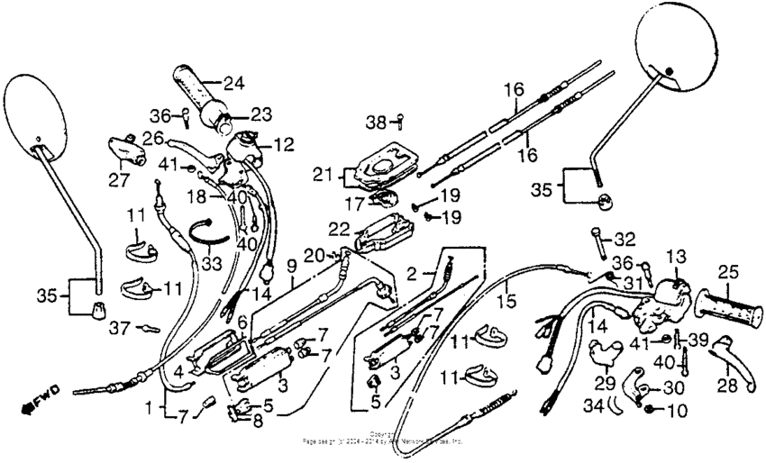 Control levers + cables + switches