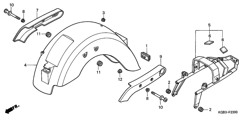 VT125C2 Заднее крыло