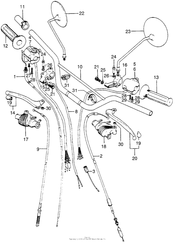 Handlebar + cables + mirrors
